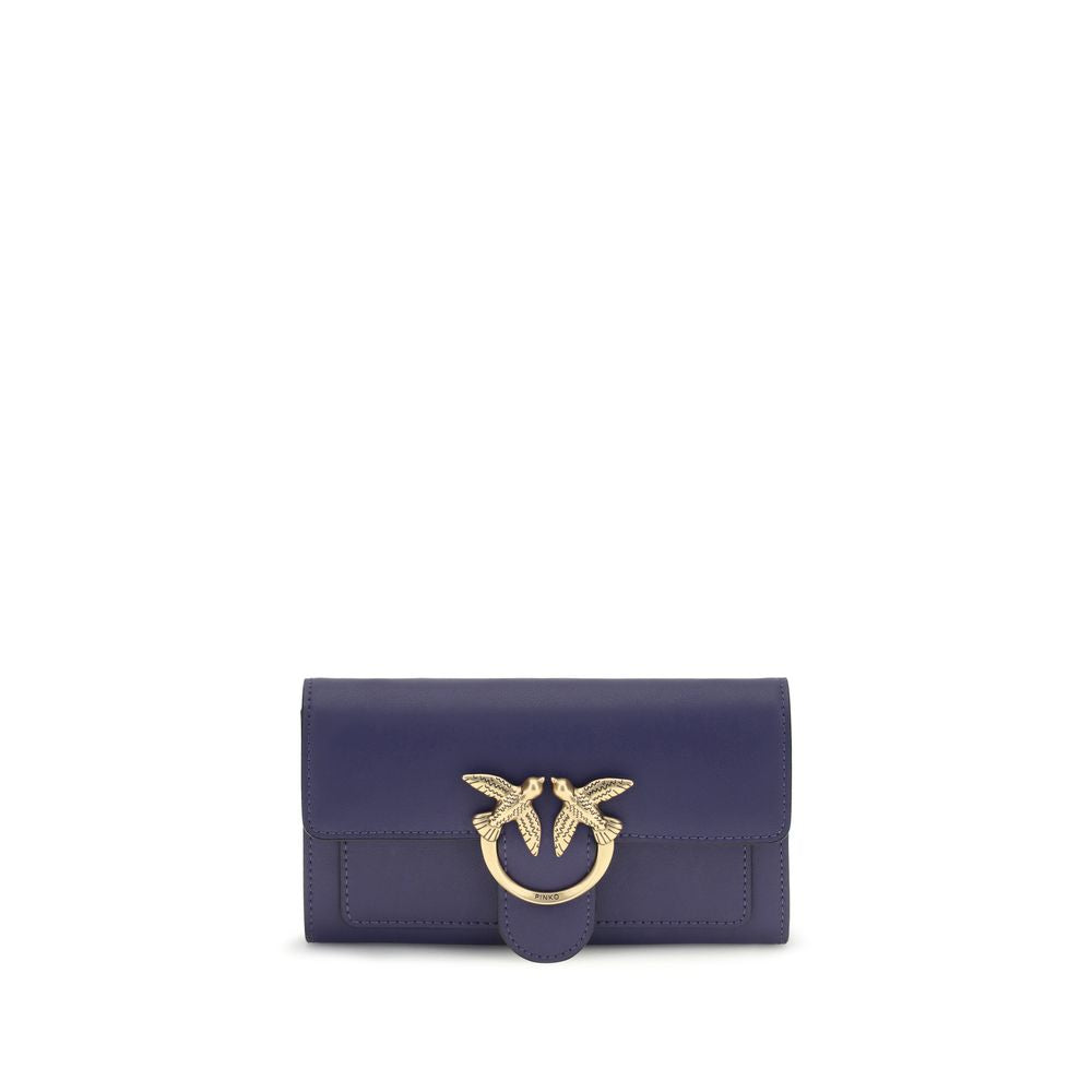 PINKO Blue Calf Leather Bos Taurus Wallet
