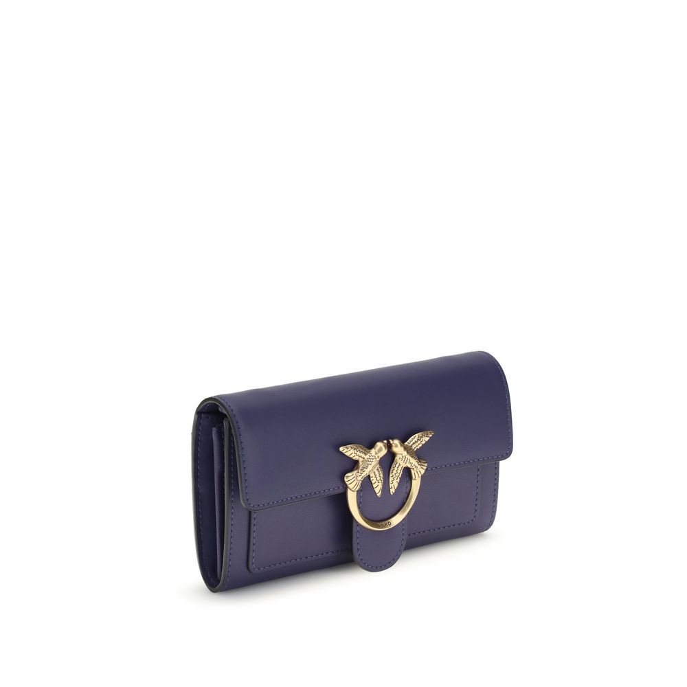 PINKO Blue Calf Leather Bos Taurus Wallet