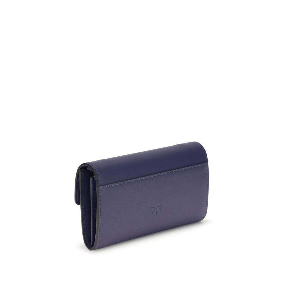 PINKO Blue Calf Leather Bos Taurus Wallet