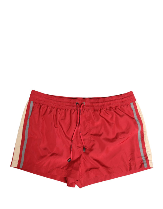 Dolce & Gabbana Red Polyester Men Drawstring Shorts Swimwear
