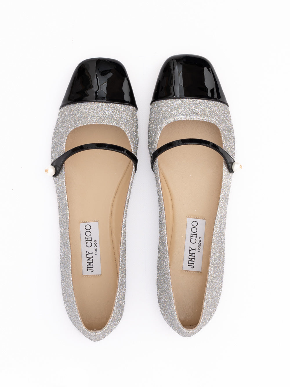 Jimmy Choo Grey Fine Glitter Elisa Flats