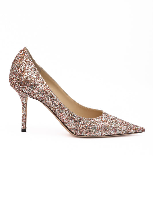 Jimmy Choo Rose Coarse Glitter Love 85 Pumps