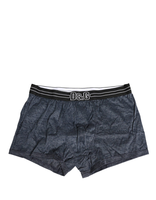 Dolce & Gabbana Dark Blue Logo Cotton Regular Boxer Underwear