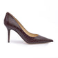Jimmy Choo Burgundy Croco Embossed Leather Agnes Pumps