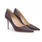 Jimmy Choo Burgundy Croco Embossed Leather Agnes Pumps