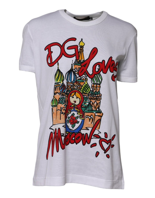 Dolce & Gabbana White DG Loves Moscow Print Cotton  T-shirt