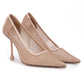 Jimmy Choo Powder Pink Mesh Satin Crystal Ixia 95 Pumps