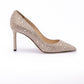 Jimmy Choo Honey Gold Shimmer Suede Crystals Romy 85 pumps