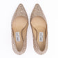 Jimmy Choo Honey Gold Shimmer Suede Crystals Romy 85 pumps