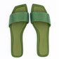 Jimmy Choo Green Satin Crystal Clovis Flat