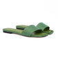 Jimmy Choo Green Satin Crystal Clovis Flat