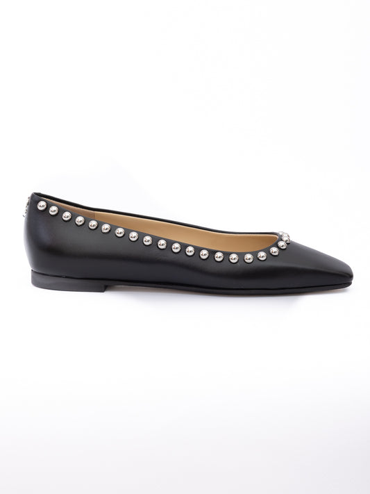 Jimmy Choo Black Leather Dome Studs Mirele Ballet Flat