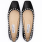 Jimmy Choo Black Leather Dome Studs Mirele Ballet Flat