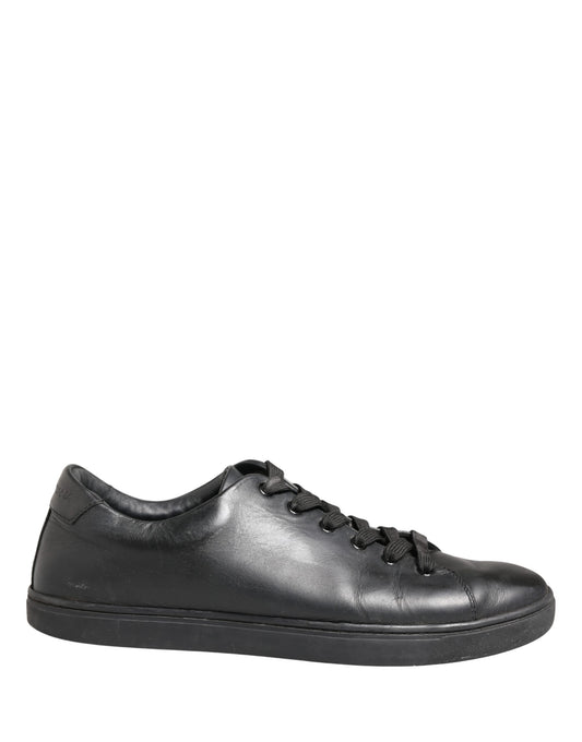 Dolce & Gabbana Black Leather Low Top Lace Up Sneakers Shoes