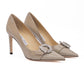 Jimmy Choo Taupe Grey Patent Leather Chery 85 Pumps