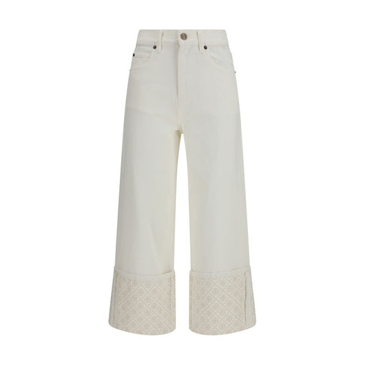 Tory Burch White Cotton Straight-Leg Jeans
