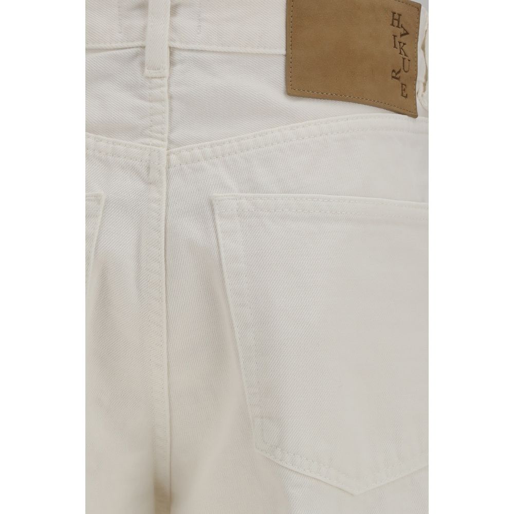 Haikure White Cotton Relaxed Fit Jeans