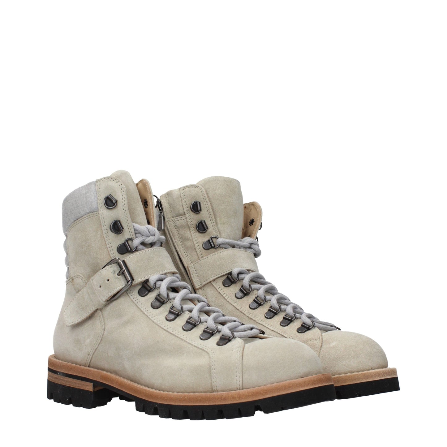 Eleventy Beige Leather Ankle Boots