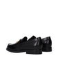 Versace Black Leather Slip-On Loafers