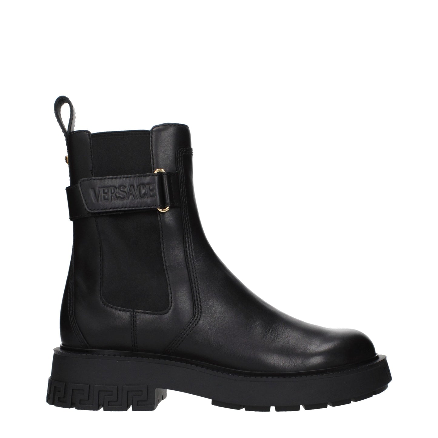 Versace Black Leather Ankle Boots