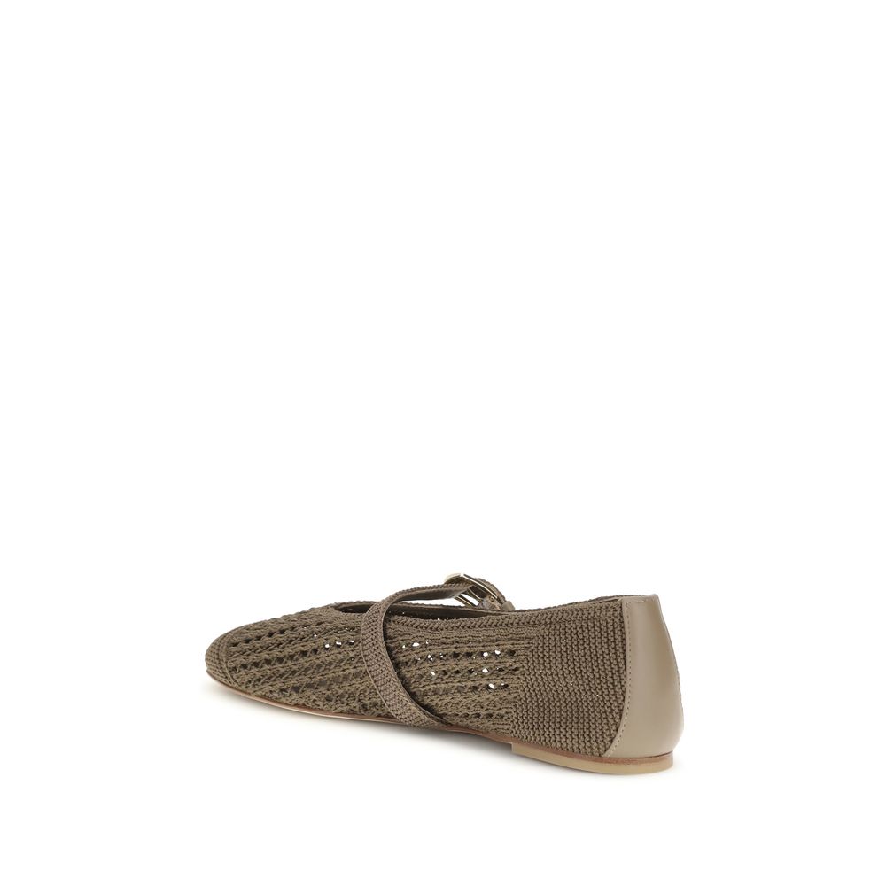Stuart Weitzman Beige Fabric Ballet Flats