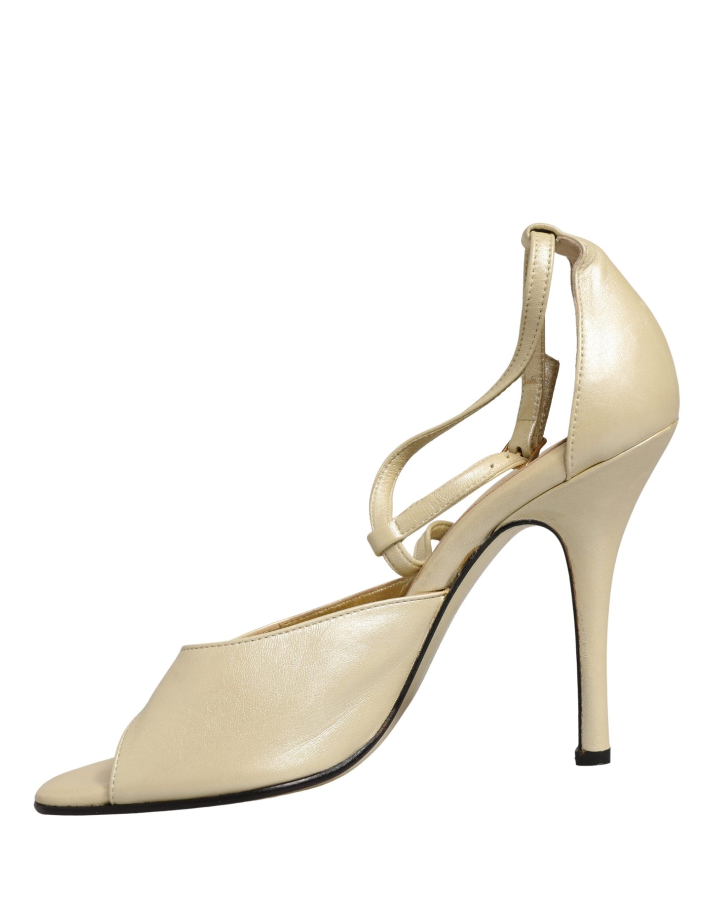 Dolce & Gabbana Beige Leather Stiletto Heels Sandals Shoes