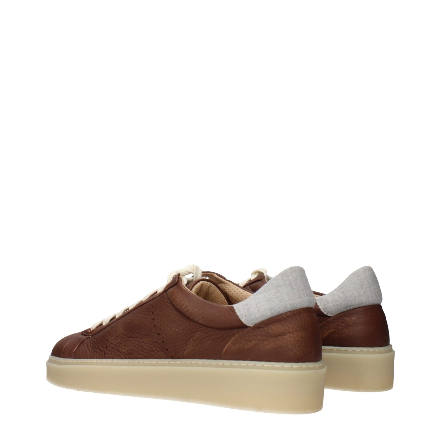 Eleventy Brown Leather Low Top Sneakers