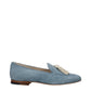 Eleventy Light Blue Leather Slip-On Loafers