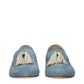 Eleventy Light Blue Leather Slip-On Loafers