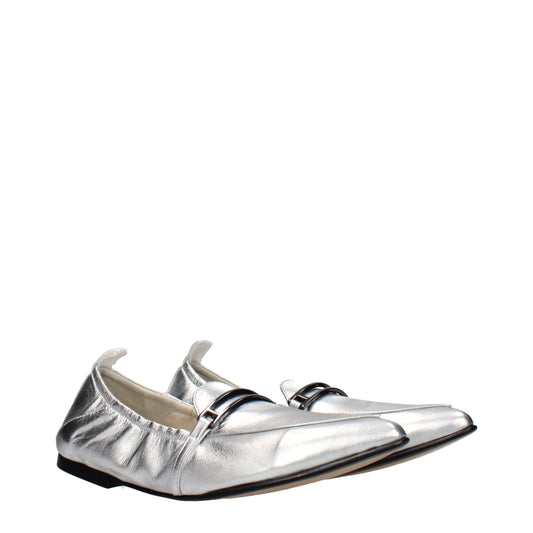 Eleventy Gray Leather Slip-On Loafers