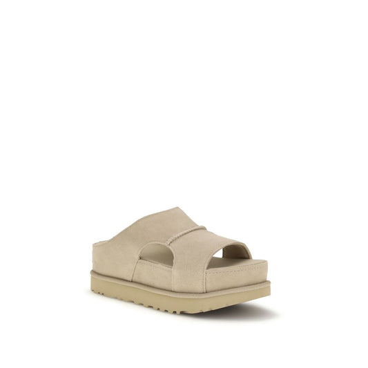 UGG Beige Calf Leather Bos Taurus Platform Sandals