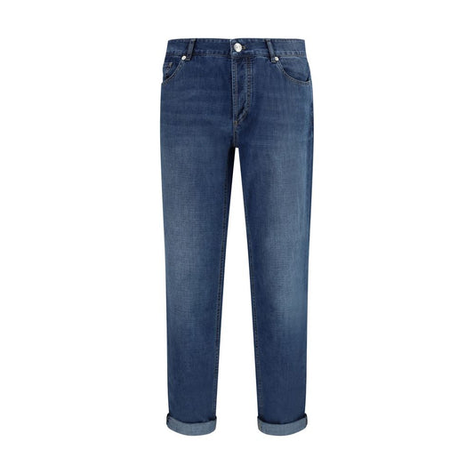 Brunello Cucinelli Blue Cotton Relaxed Fit Jeans