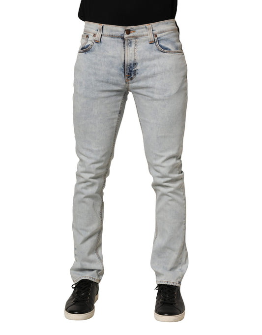 Nudie Jeans Light Blue Cotton Stretch Skinny Fit Men Denim Trouser JEANS