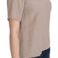 Dolce & Gabbana Elegant Beige Silk Blend Crew Neck Blouse