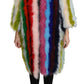 Dolce & Gabbana Elegant Multicolor Feather Long Coat Jacket