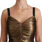 Dolce & Gabbana Gold Stretch Lame Ruched Dress