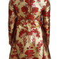 Dolce & Gabbana Red Gold Floral Brocade Cape Coat Jacket