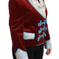 Dolce & Gabbana Red Velvet Baroque Crystal Blazer Jacket