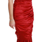 Dolce & Gabbana Exquisite Red Silk Fit and Flare Midi Dress