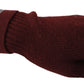 John Galliano Maroon Wool-Blend Designer Gloves