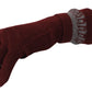 John Galliano Maroon Wool-Blend Designer Gloves