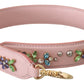 Dolce & Gabbana Stunning Pink Crystal Studded Leather Strap