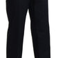 BENCIVENGA Navy Blue High Waist Straight Cotton Pants