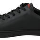 Dolce & Gabbana Black Leather Love Heart Sneakers Womens Shoes