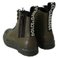 Dolce & Gabbana Chic Military Green Leather Ankle Boots