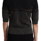 Dolce & Gabbana Black Shiny Lurex Lace Insert Pullover Top