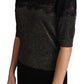 Dolce & Gabbana Black Shiny Lurex Lace Insert Pullover Top