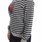 Exte Chic Gray Striped Crew-Neck Sweater