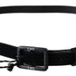 Costume National Elegant Black Velvet Buckle Leather Belt