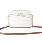 Michael Kors Jet Set Travel Medium Leather X Cross Dome Crossbody Handbag (Vanilla Signature/Gold)